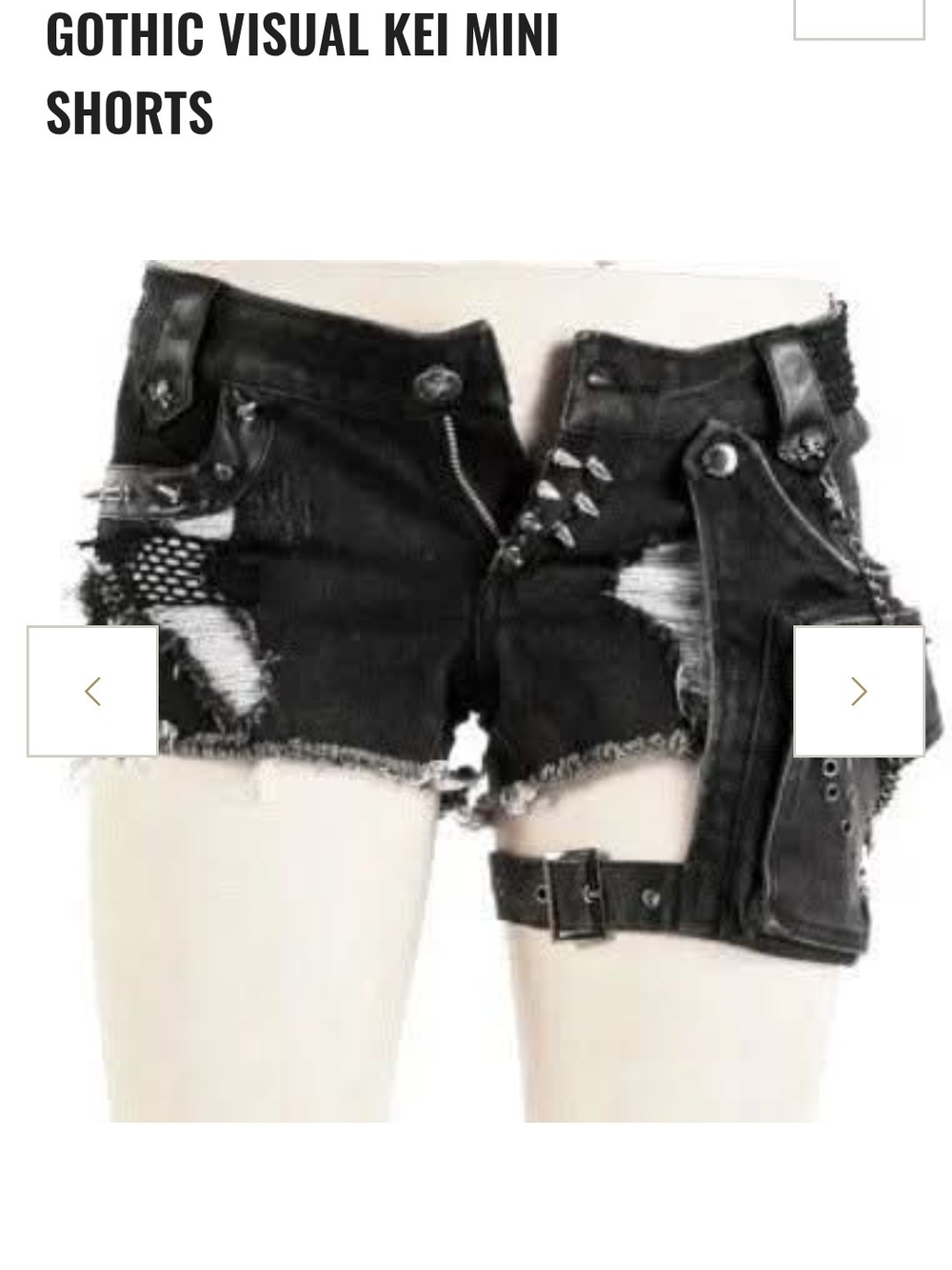 Black Distressed Gothic Jean Mini Shorts with Buckle Detail